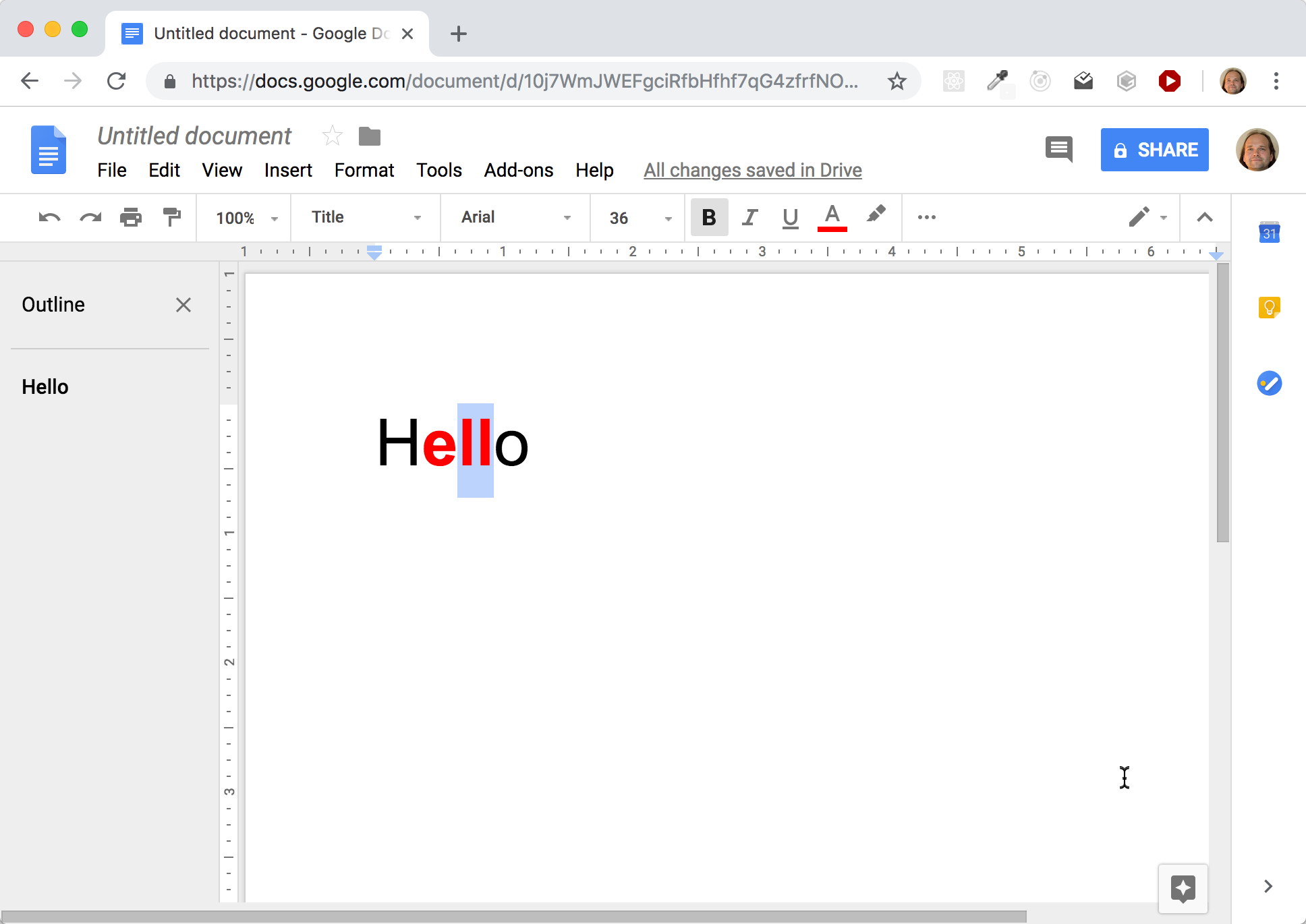 Abbildung 5: Google Docs: Die Toolbar stellt konsistent zur Markierung die Schriftgröße, -Farbe etc dar